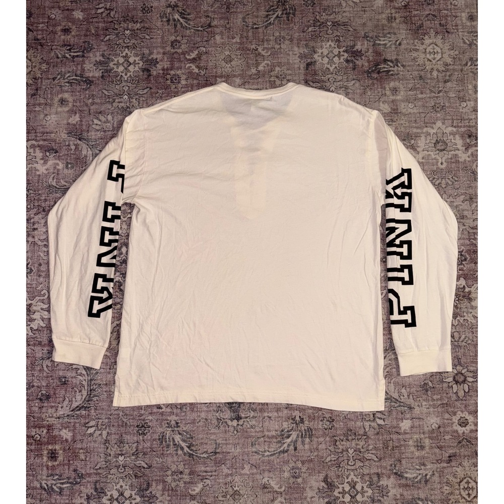 Victoria's Secret PINK Lace Up Long Sleeve T-Shirt Cream Logo Graphic Large - Picture 7 of 7
